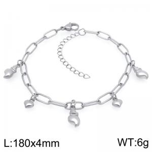 180mm Personality Stainless Steel Bracelet Heart Conch Pendant Adjustable Paperclip Chain Bracelets Gifts - KB203331-ZG