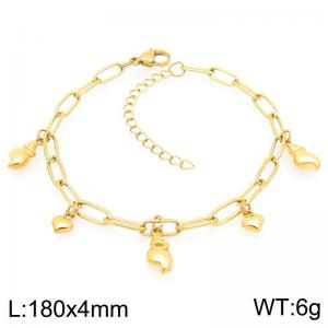180mm Personality Stainless Steel Bracelet Heart Conch Pendant Adjustable Paperclip Chain Bracelets Gifts - KB203332-ZG