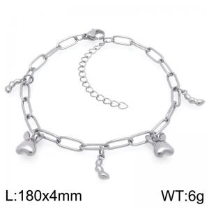 180mm Wholesale Stainless Steel Bracelet Peanut Rabbit Pendant Adjustable Paperclip Chain Bracelets Jewelry Gifts - KB203333-ZG