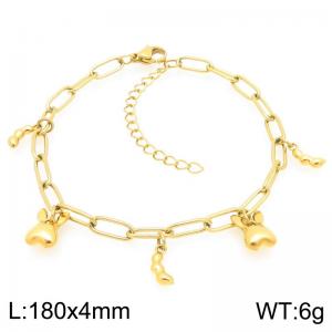180mm Wholesale Stainless Steel Bracelet Peanut Rabbit Pendant Adjustable Paperclip Chain Bracelets Jewelry Gifts - KB203334-ZG