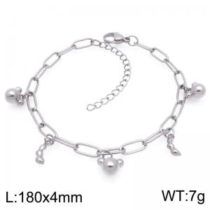 180mm Wholesale Stainless Steel Bracelet Peanut Bear Pendant Adjustable Paperclip Chain Bracelets Jewelry Gifts - KB203335-ZG