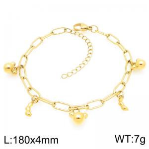 180mm Wholesale Stainless Steel Bracelet Peanut Bear Pendant Adjustable Paperclip Chain Bracelets Jewelry Gifts - KB203336-ZG