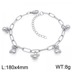 180mm Fashion Stainless Steel Bracelet Rabbit Bear Pendant Adjustable Paperclip Chain Bracelets Jewelry Gifts - KB203337-ZG
