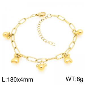 180mm Fashion Stainless Steel Bracelet Rabbit Bear Pendant Adjustable Paperclip Chain Bracelets Jewelry Gifts - KB203338-ZG