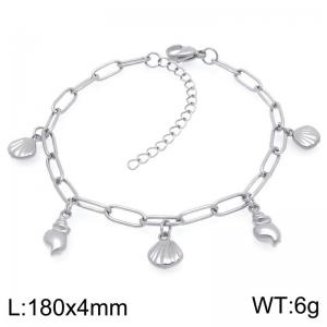 180mm Personality Stainless Steel Bracelet Shell Conch Pendant Adjustable Paperclip Chain Bracelets Gifts - KB203339-Z