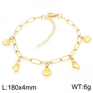 180mm Personality Stainless Steel Bracelet Shell Conch Pendant Adjustable Paperclip Chain Bracelets Gifts - KB203340-ZG