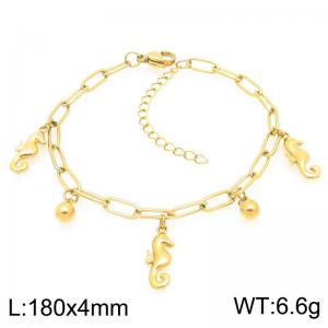 180mm Trendy Stainless Steel Bracelet Seahorse Bead Pendant Adjustable Paperclip Chain Bracelets Gifts - KB203346-ZG