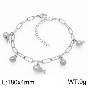 180mm Trendy Stainless Steel Bracelet Seahorse Bead Pendant Adjustable Paperclip Chain Bracelets Gifts - KB203347-ZG