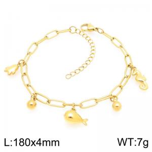 Wholesale Stainless Steel Bracelet Dolphin Seahorse Bead Pendant Adjustable Paperclip Chain Bracelets - KB203350-ZG