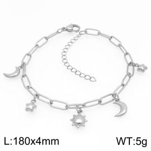 Sun Star Moon Pendant Stainless Steel Square Chain Bracelet Gold Silver Color - KB203359-ZG