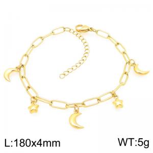Sun Star Moon Pendant Stainless Steel Square Chain Bracelet Gold Silver Color - KB203362-ZG