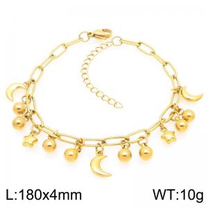 Sun Star Moon Pendant Stainless Steel Square Chain Bracelet Gold Silver Color - KB203364-ZG