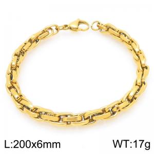Interlinked Stainless Steel Chain Bracelet Gold Silver Color - KB203372-Z