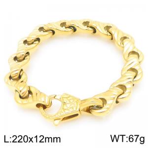 High Quality Hip Hop 18K Gold Plated Luxury Stainless Steel Casting Bracelet Men Fashion Jewelry - KB203548-KJX
