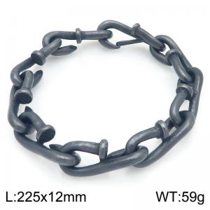 High Quality Men's Stainless Steel Jewelry Punk Antique Silver Nail Hook Link Chain Bracelet - KB203549-KJX