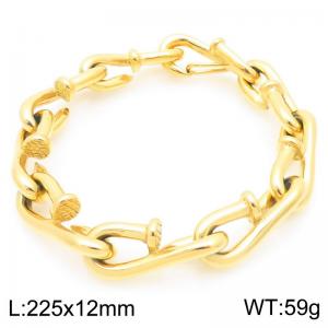 High Quality Men's Stainless Steel Jewelry Punk 18k Gold Plated Nail Hook Link Chain Bracelet - KB203550-KJX