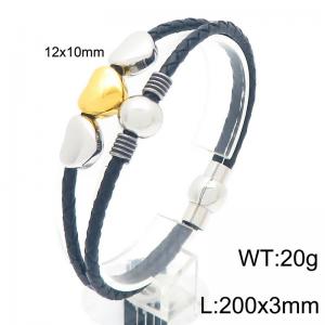 Stainless Steel Leather Bracelet - KB203554-Z