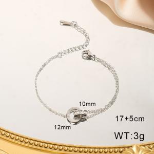 Roman Digital Double Ring Luxury Stainless Steel Stone Bracelet - KB203573-YWYM
