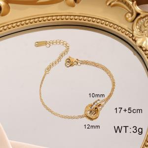 Roman Digital Double Ring Luxury Stainless Steel Stone Bracelet - KB203574-YWYM