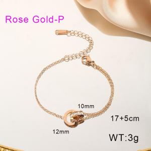 Roman Digital Double Ring Luxury Stainless Steel Stone Bracelet - KB203575-YWYM