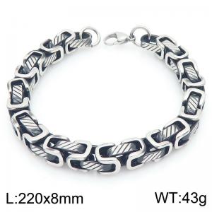 Stainless steel 220 × 8mm striped emperor chain lobster buckle men's domineering boiled black bracelet - KB203609-ZCG