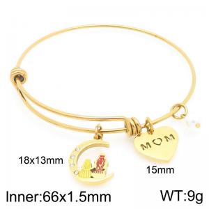 Stainless Steel Creative Moon Heart shaped Pearl Pendant Charm Gold Mother's Day Gift Bracelet - KB203630-Z