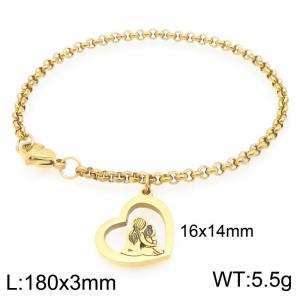 Women Gold-Plated Stainless Steel Mom-Daughter Charm Bracelet - KB203643-Z