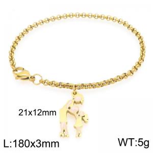 Women Gold-Plated Stainless Steel Mom-Girl Love Charm Bracelet - KB203646-Z