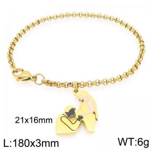 Women Gold-Plated Stainless Steel Family Love Charm Bracelet - KB203647-Z