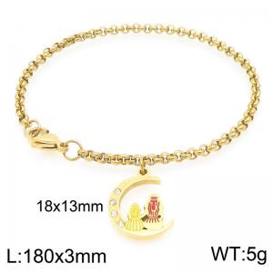 Women Gold-Plated Stainless Steel Half Moon Mother Day Charm Bracelet - KB203649-Z