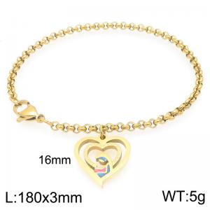 Women Gold-Plated Stainless Steel Abstract Mom Day Charm Bracelet - KB203652-Z