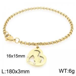 Women Gold-Plated Stainless Steel Cute Horse Family Charm Bracelet - KB203653-Z