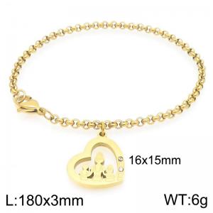 Women Gold-Plated Stainless Steel Harmony Mom-Kids Charm Bracelet - KB203654-Z