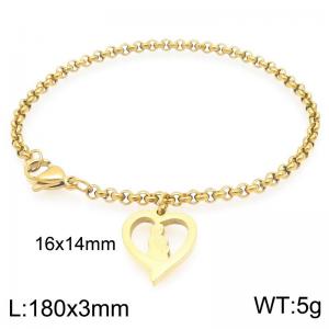 Women Gold-Plated Stainless Steel Minimalist Mom Day Charm Bracelet - KB203657-Z