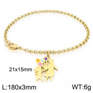 Women Gold-Plated Stainless Steel Mom-Kid Charm Bracelet - KB203658-Z