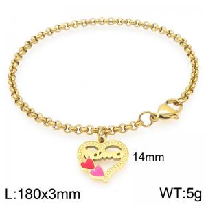 Women Gold-Plated Stainless Steel Mama Love Charm Bracelet - KB203662-Z