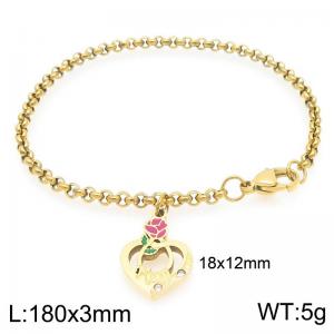 Women Gold-Plated Stainless Steel Mom Love Charm Bracelet - KB203664-Z