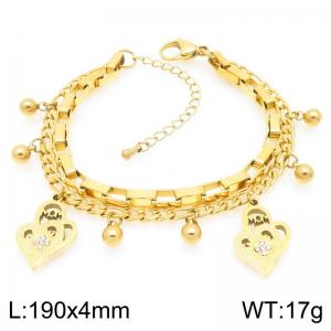 Skeletonized Stainless Steel Stacked Gold Bracelet - KB203667-Z