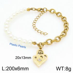 Pearl Stainless Steel Stacked Gold Bracelet - KB203668-Z