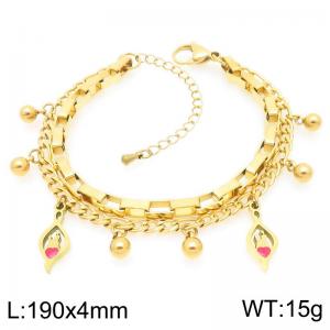 Water Drops Heart Stainless Steel Stacked Gold Bracelet Mother's Day Gift - KB203674-Z