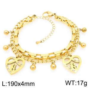 Portrait Heart Stainless Steel Stacked Gold Bracelet Mother's Day Gift - KB203675-Z