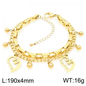 Creative Heart Stainless Steel Stacked Gold Bracelet Mother's Day Gift - KB203676-Z