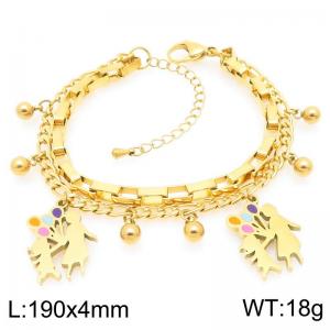 Loved Ones Stainless Steel Stacked Gold Bracelet Mother's Day Gift - KB203677-Z