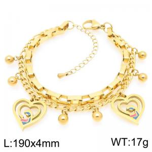 Cute Heart Stainless Steel Stacked Gold Bracelet Mother's Day Gift - KB203679-Z