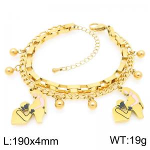 Couple Stainless Steel Stacked Gold Bracelets Mother's Day Gift - KB203680-Z