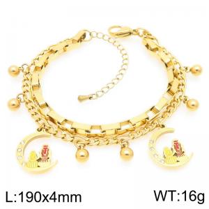 Moon Stainless Steel Stacked Gold Bracelet Mother's Day Gift - KB203682-Z
