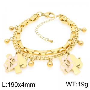Mother And Child Stainless Steel Stacked Gold Bracelet Mother's Day Gift - KB203683-Z