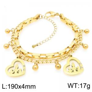 Rhinestone Stainless Steel Stacked Gold Bracelet Mother's Day Gift - KB203687-Z