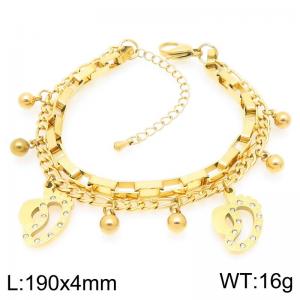 White Rhinestone Stainless Steel Stacked Gold Bracelet Mother's Day Gift - KB203688-Z