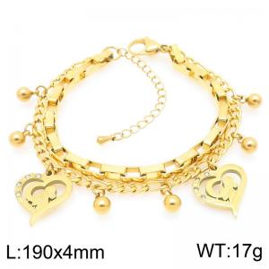 Romantic Heart Stainless Steel Stacked Gold Bracelet Mother's Day Gift - KB203689-Z